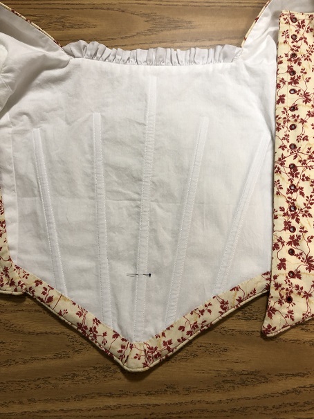 A look at the inside of the early american gown bodice or top
