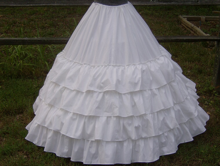 4 Tiered Ruffled Petticoat Civil War Era Historic skirt, costume cosplay hoop skirt