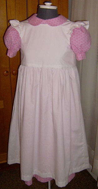 Little House, Pioneer Dress, Civil War, Riffled Pinafore, Historical Girl's Dress and Bonnet