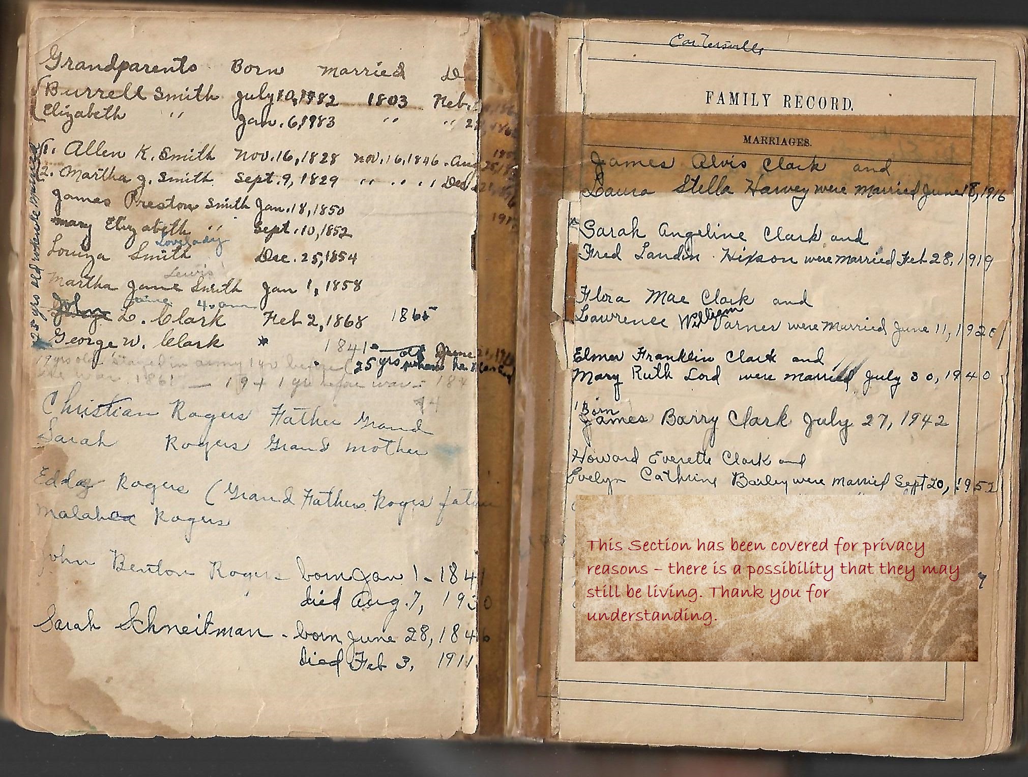 Clark Family Bible Page Scan