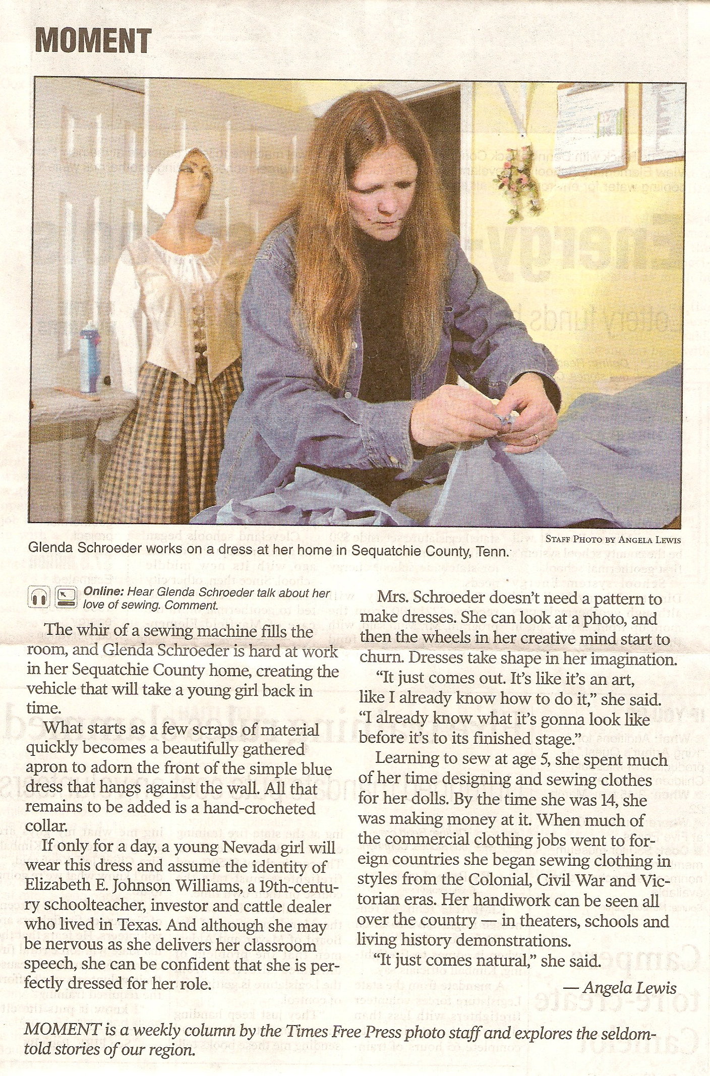 My  “MOMENT” From the Chattanooga Times Free Press