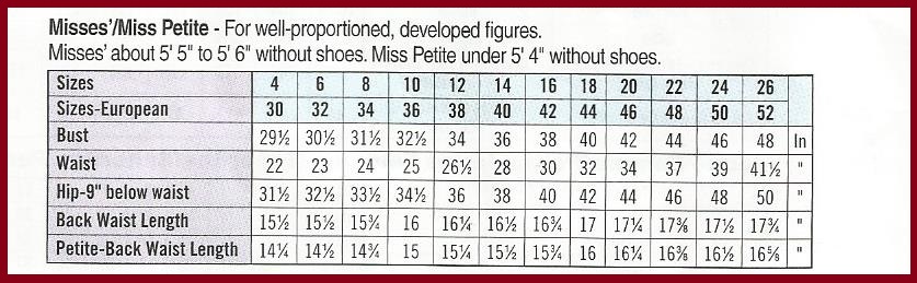 Women's Size Chart